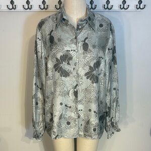 Elegant Floral Button Down blouse in silk size eu 46